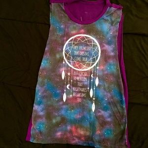 Hot Topic Galaxy Purple Quoted Tank